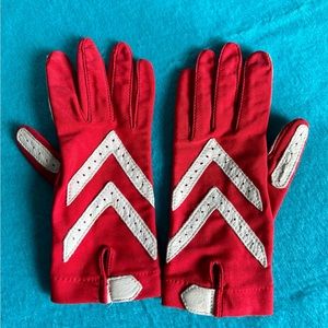 Vintage Red & White Isotoner Aris Driving Gloves